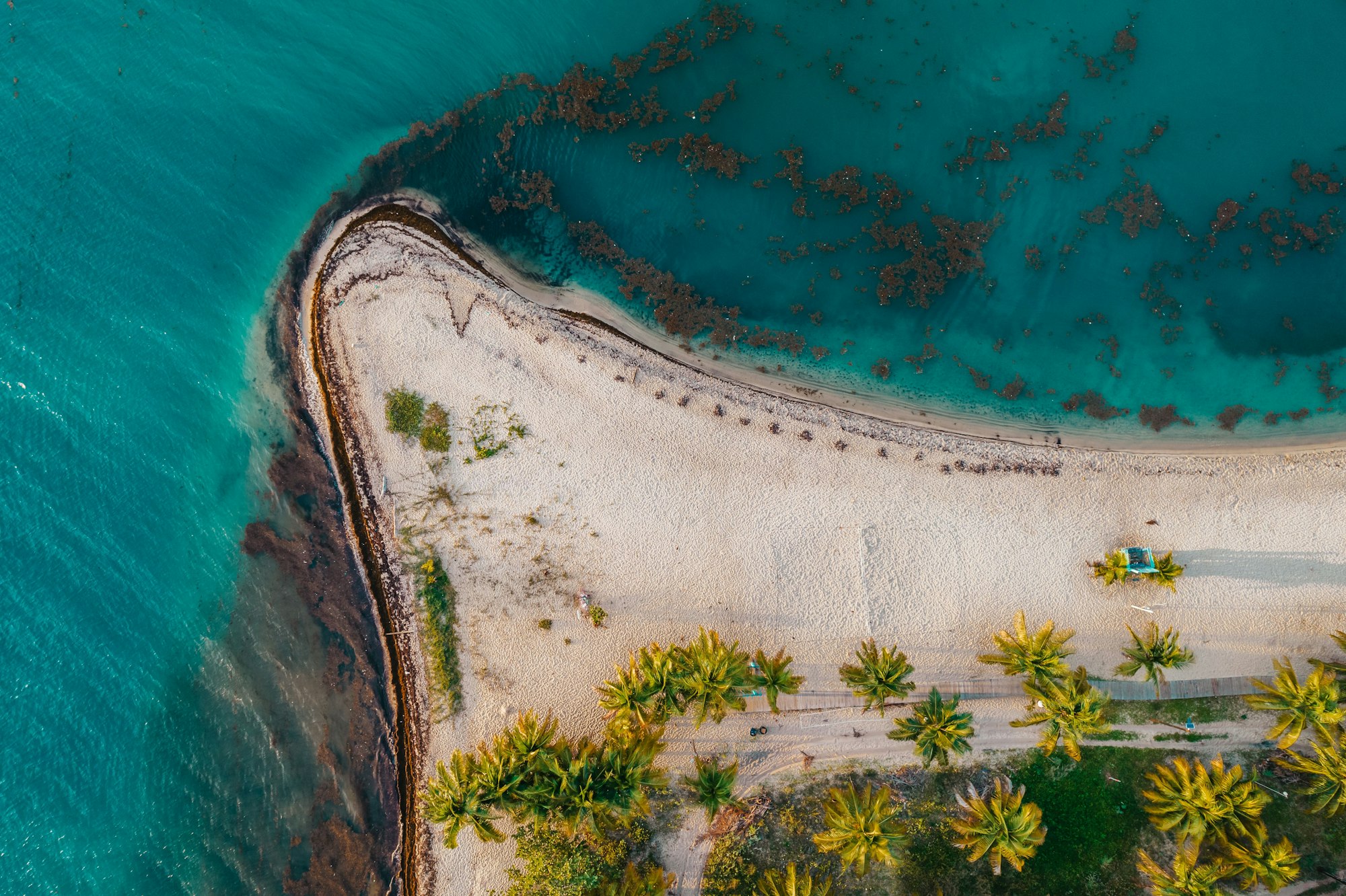 Top view of Beaches of Placencia in the Stann Creek District of southern Belize